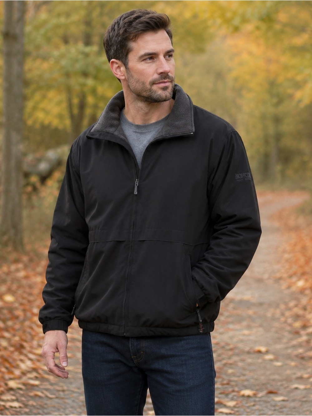 Pacific Trail Men’s Black Convertible Jacket Vest Fleece Lined Large